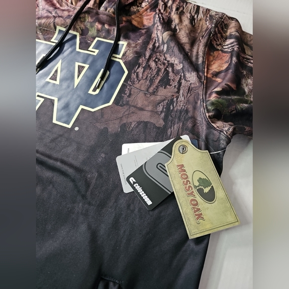 Notre Dame Fighting Irish Colosseum Black Mossy Oak Pullover Hoodie Men's Large - Picture 4 of 9